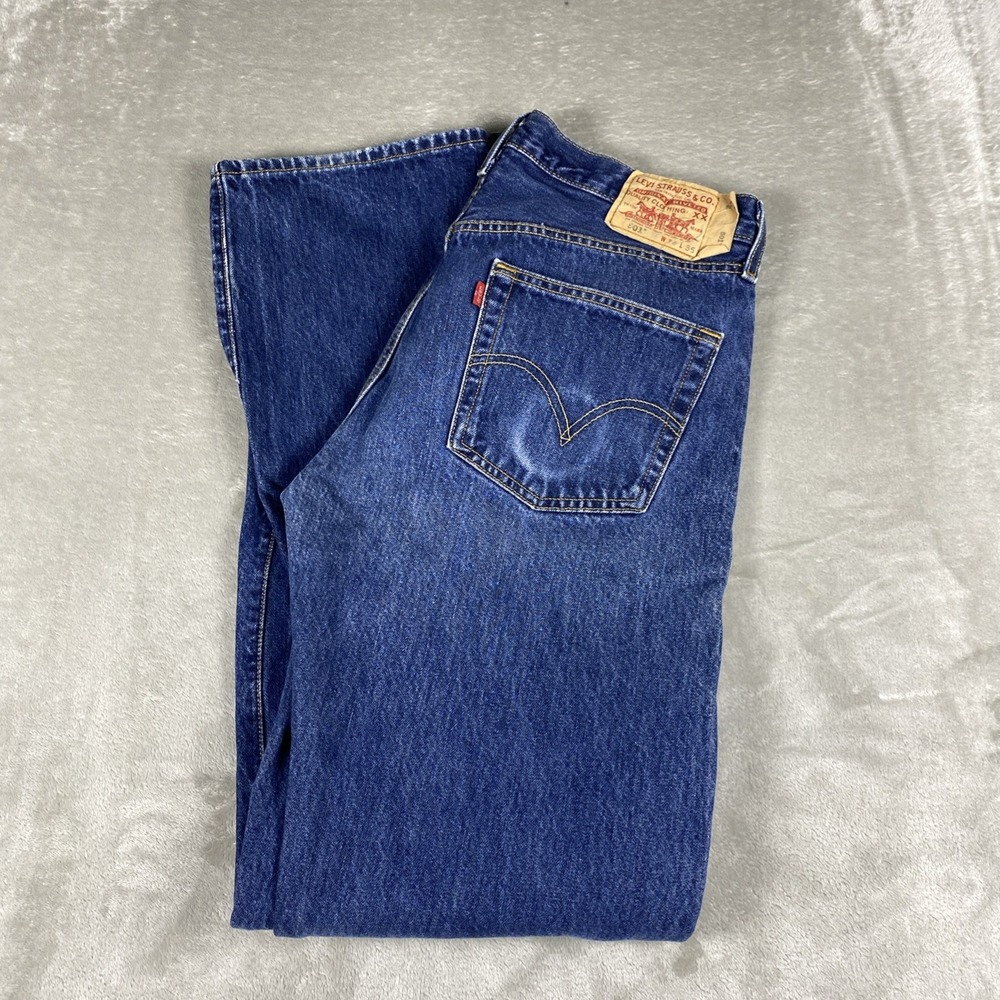 Vintage Levis 501 Jeans Mens 32x36 Blue Made In Mexico Button Fly Denim 90's